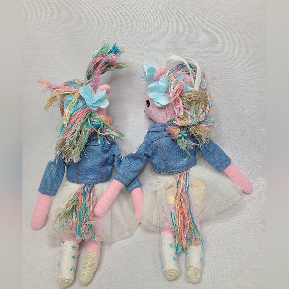 Pottery barn kids SOPHIE THE UNICORN Designer doll Rainbow Ornaments Lot Of 2 - Picture 5 of 9